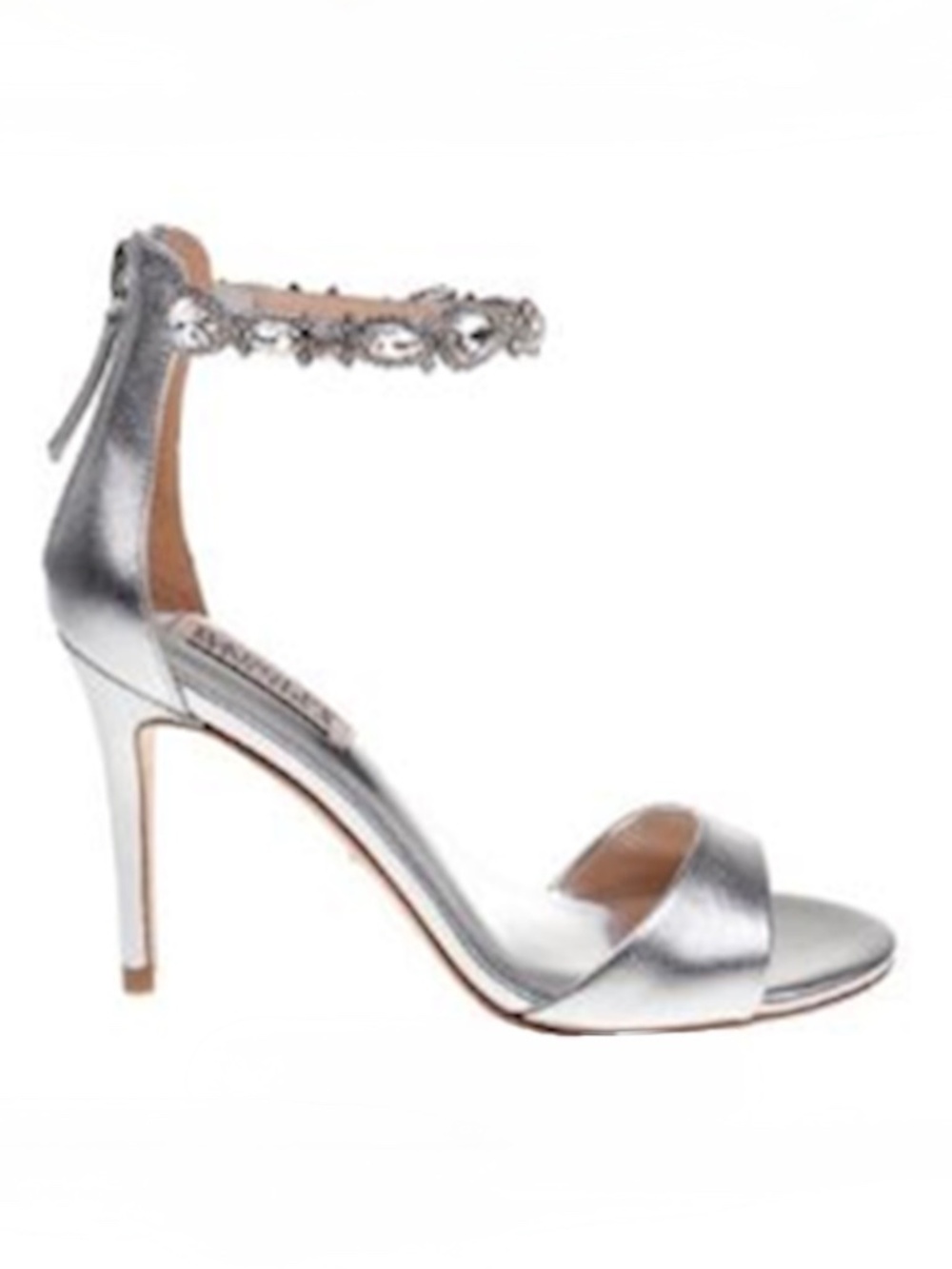 EUC [Badgley Mischka] Silver + Rhinestones Bridal Stiletto 3.5" High Heels | 7